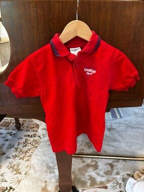 Vintage OshKosh B'gosh Bright Red Short-Sleeve Polo with Navy Trim